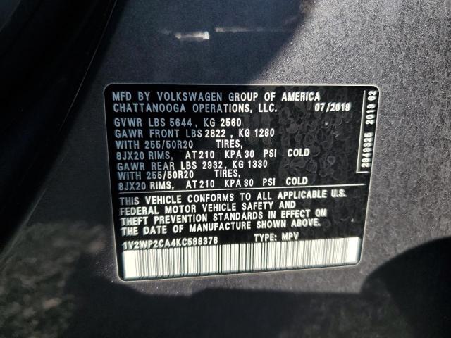Photo 14 from auction – 2019 VOLKSWAGEN ATLAS SE with VIN 1V2WP2CA4KC588376