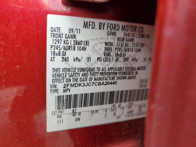 Photo 14 from auction – 2012 FORD EDGE SEL with VIN 2FMDK3JC7CBA26440