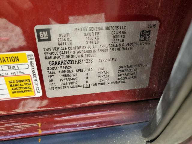 Photo 14 from auction – 2015 BUICK ENCLAVE with VIN 5GAKRCKD2FJ311238