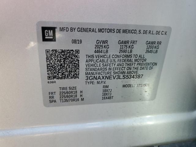 Photo 14 from auction – 2020 CHEVROLET EQUINOX PR with VIN 3GNAXNEV3LS534387