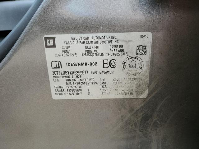 Photo 14 from auction – 2010 GMC TERRAIN SL with VIN 2CTFLDEYXA6369677