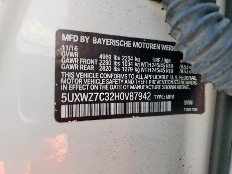 Photo 14 from auction – 2017 BMW X3 SDRIVE2 with VIN 5UXWZ7C32H0V87942