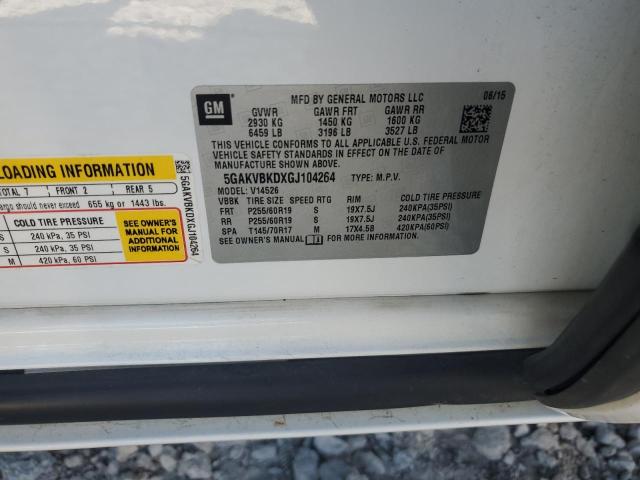 Photo 14 from auction – 2016 BUICK ENCLAVE with VIN 5GAKVBKDXGJ104264