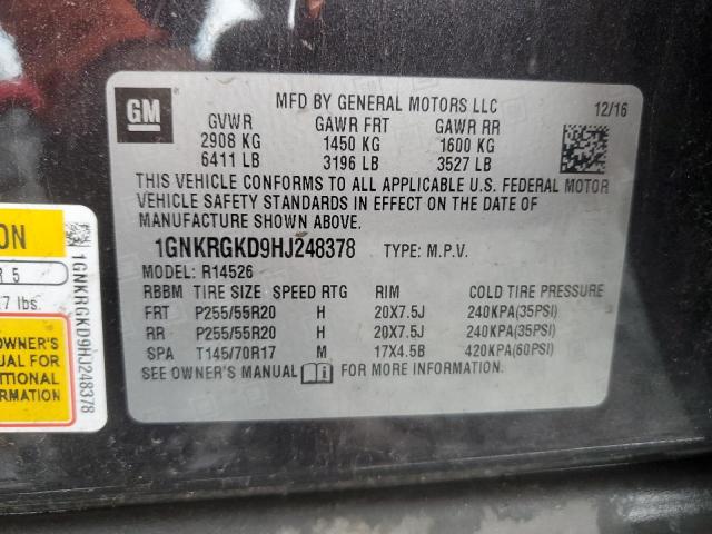 Photo 14 from auction – 2017 CHEVROLET TRAVERSE L with VIN 1GNKRGKD9HJ248378