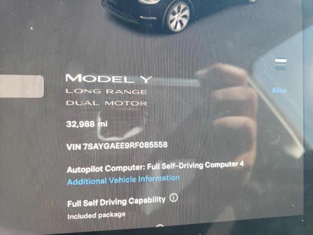 Photo 9 from auction – 2024 TESLA MODEL Y with VIN 7SAYGAEE9RF085558