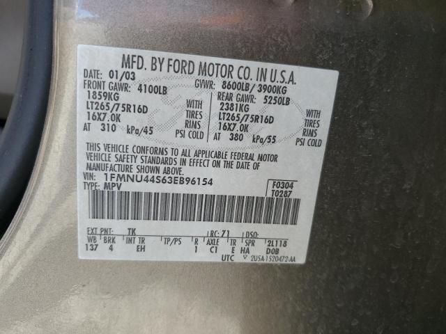 Photo 14 from auction – 2003 FORD EXCURSION with VIN 1FMNU44S63EB96154