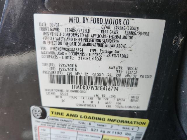 Photo 14 from auction – 2008 FORD TAURUS X E with VIN 1FMDK07W38GA16794