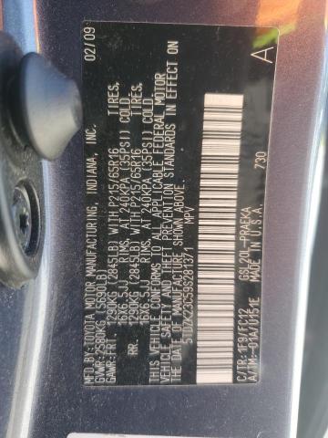 Photo 14 from auction – 2009 TOYOTA SIENNA CE with VIN 5TDZK23C59S281371