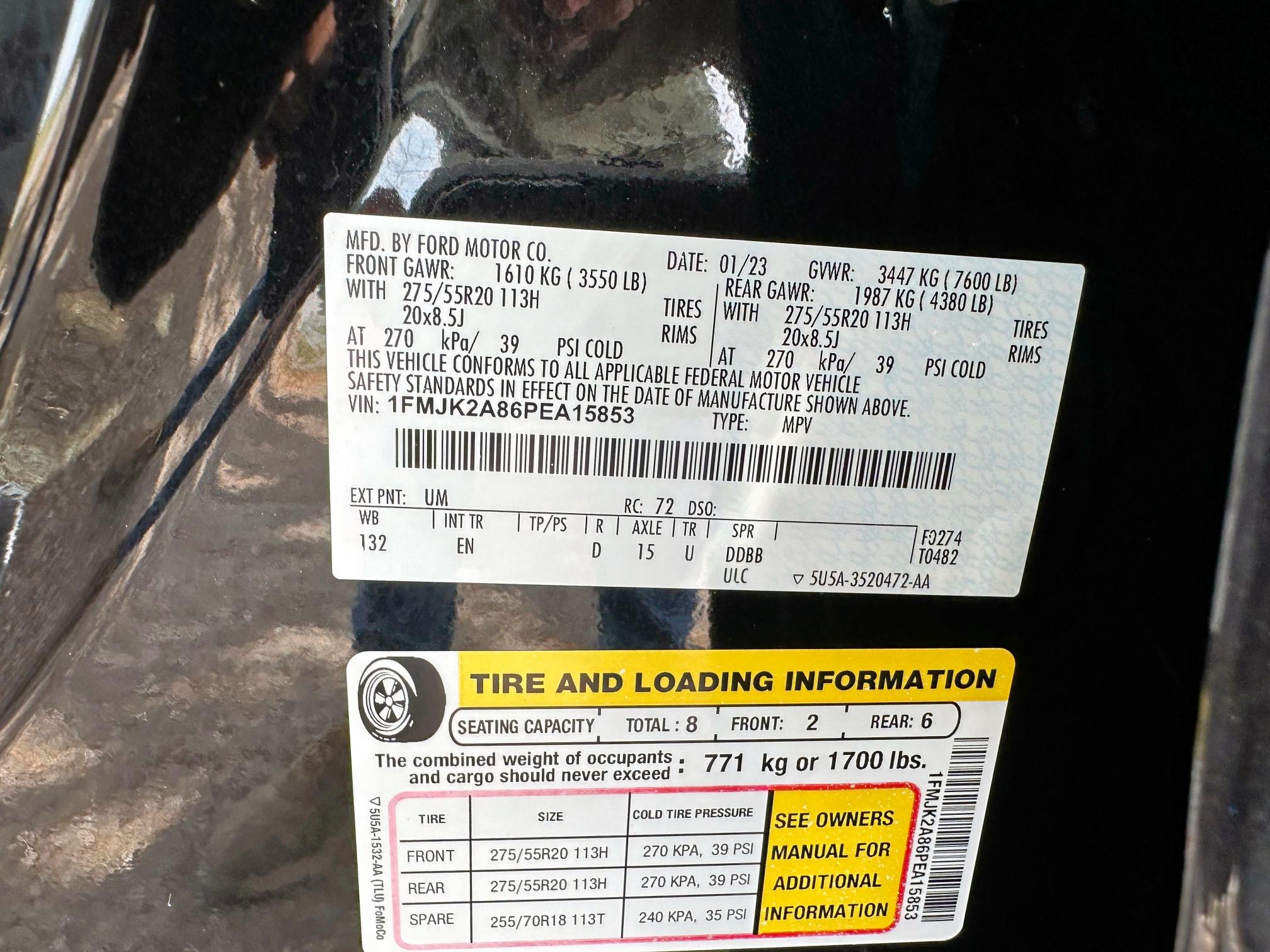 Photo 10 from auction – 2023 FORD EXPEDITION with VIN 1FMJK2A86PEA15853
