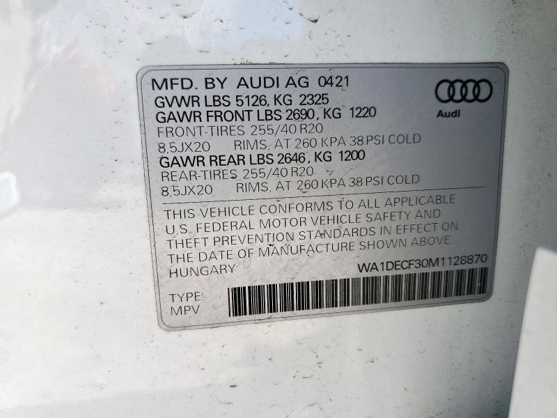 Photo 14 from auction – 2021 AUDI Q3 PREMIUM with VIN WA1DECF30M1128870
