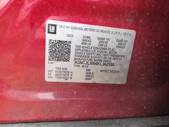 Photo 14 from auction – 2019 CHEVROLET TRAX 1LT with VIN 3GNCJLSB6KL362390