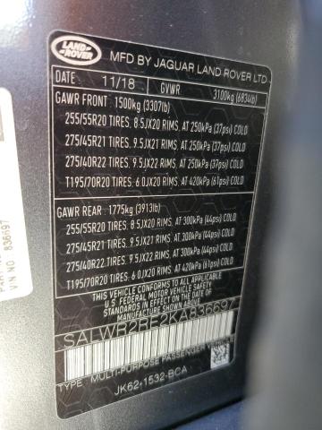 Photo 14 from auction – 2019 LAND ROVER RANGE ROVE with VIN SALWR2RE2KA836697