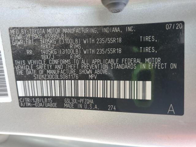 Photo 14 from auction – 2020 TOYOTA SIENNA XLE with VIN 5TDYZ3DC0LS081176