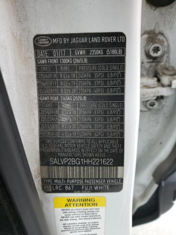 Photo 14 from auction – 2017 LAND ROVER RANGE ROVE with VIN SALVP2BG1HH221622