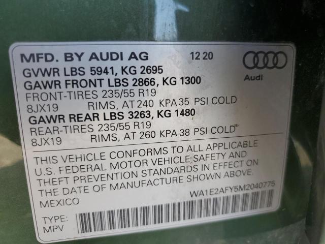 Photo 14 from auction – 2021 AUDI Q5 E PREMI with VIN WA1E2AFY5M2040775