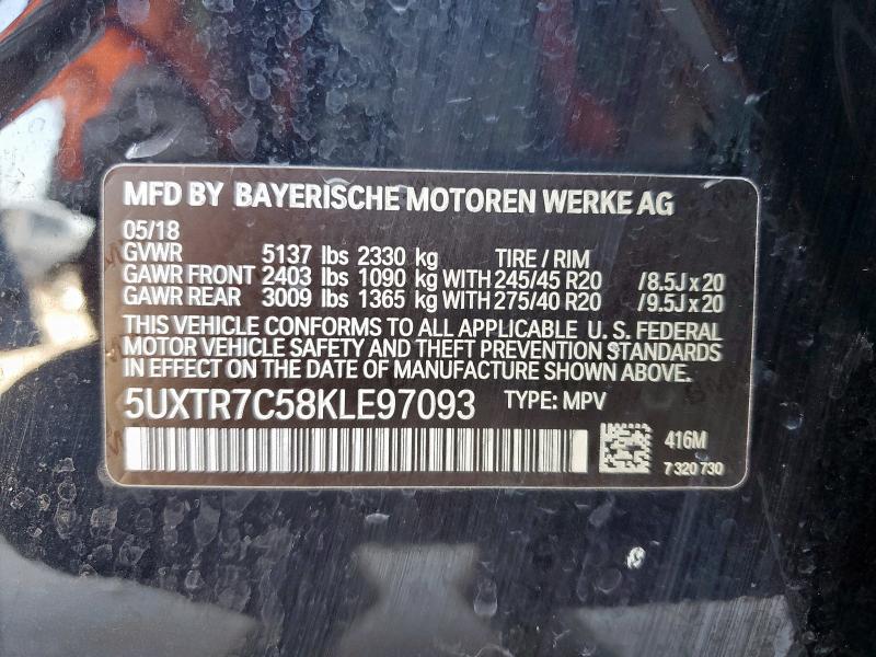 Photo 14 from auction – 2019 BMW X3 SDRIVE3 with VIN 5UXTR7C58KLE97093
