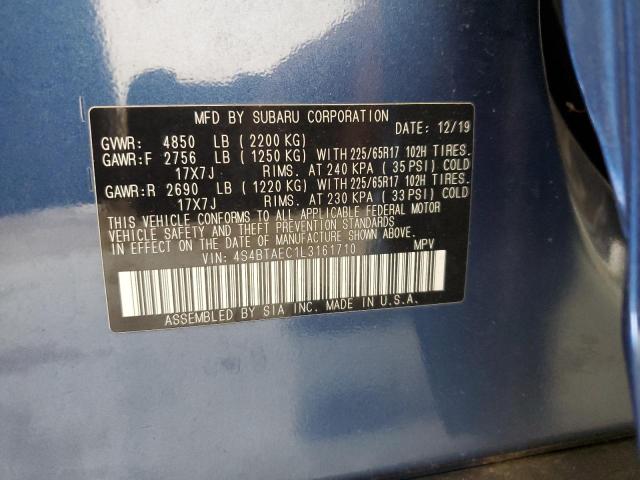 Photo 14 from auction – 2020 SUBARU OUTBACK PR with VIN 4S4BTAEC1L3161710