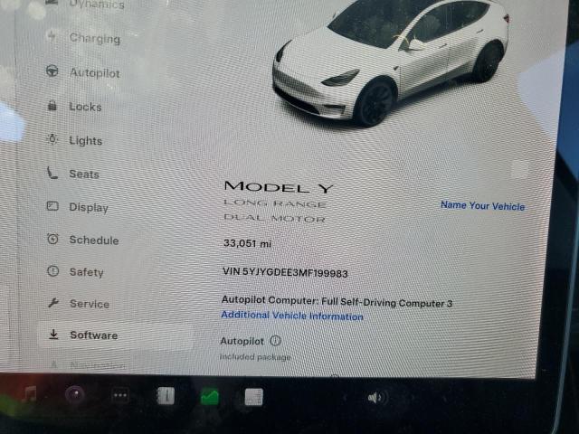 Photo 9 from auction – 2021 TESLA MODEL Y with VIN 5YJYGDEE3MF199983