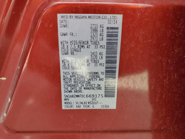 Photo 14 from auction – 2014 NISSAN PATHFINDER with VIN 5N1AR2MM7EC669175