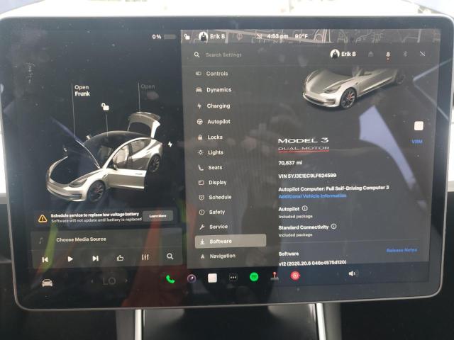 Photo 9 from auction – 2020 TESLA MODEL 3 with VIN 5YJ3E1EC9LF624599