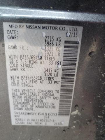 Photo 14 from auction – 2015 NISSAN PATHFINDER with VIN 5N1AR2MM5FC648620