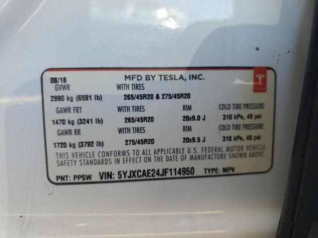 Photo 14 from auction – 2018 TESLA MODEL X with VIN 5YJXCAE24JF114950