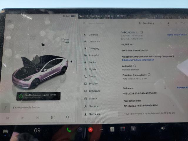 Photo 9 from auction – 2022 TESLA MODEL 3 with VIN 5YJ3E1EB8NF239710