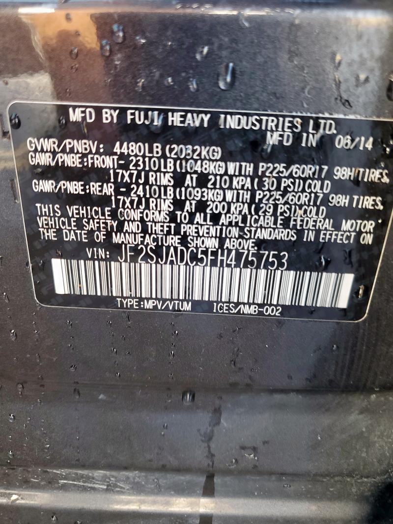 Photo 14 from auction – 2015 SUBARU FORESTER 2 with VIN JF2SJADC5FH475753