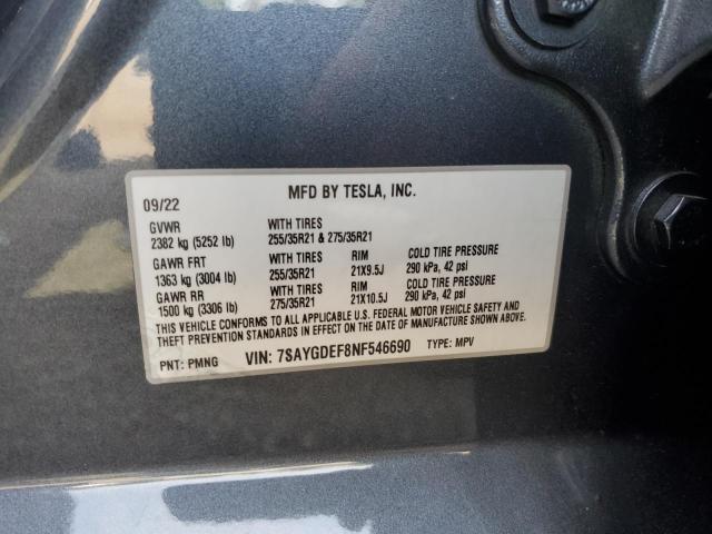 Photo 14 from auction – 2022 TESLA MODEL Y with VIN 7SAYGDEF8NF546690