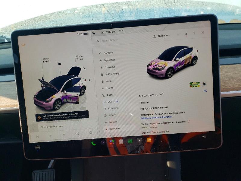Photo 9 from auction – 2023 TESLA MODEL Y with VIN 7SAYGDED6PF940819