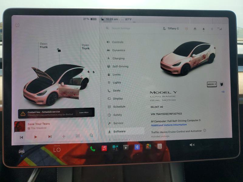 Photo 9 from auction – 2022 TESLA MODEL Y with VIN 7SAYGDEE1NF307103