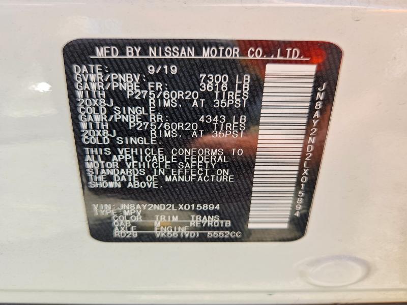 Photo 14 from auction – 2020 NISSAN ARMADA with VIN JN8AY2ND2LX015894
