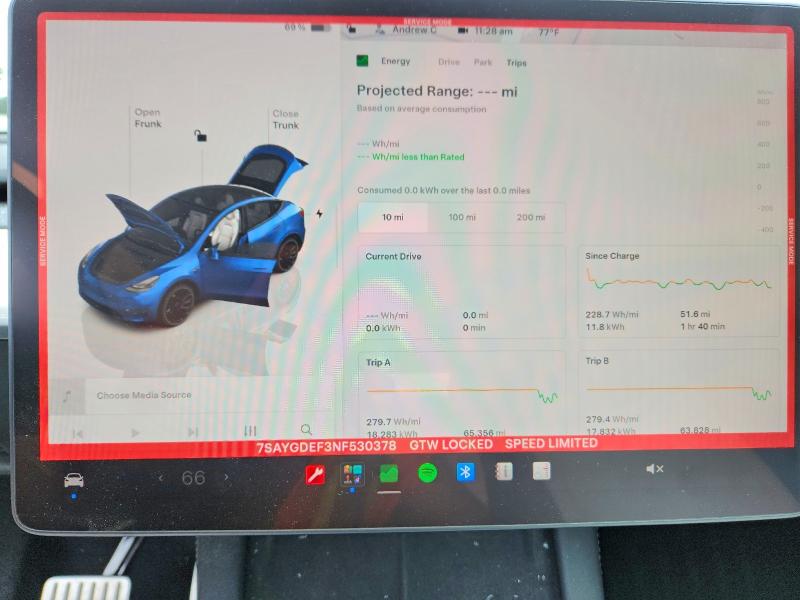 Photo 9 from auction – 2022 TESLA MODEL Y with VIN 7SAYGDEF3NF530378