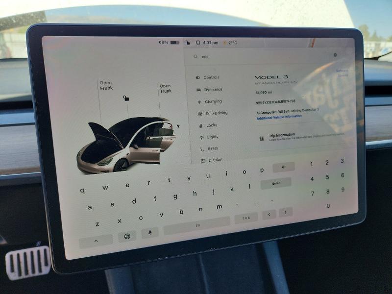 Photo 9 from auction – 2021 TESLA MODEL 3 with VIN 5YJ3E1EA3MF074798