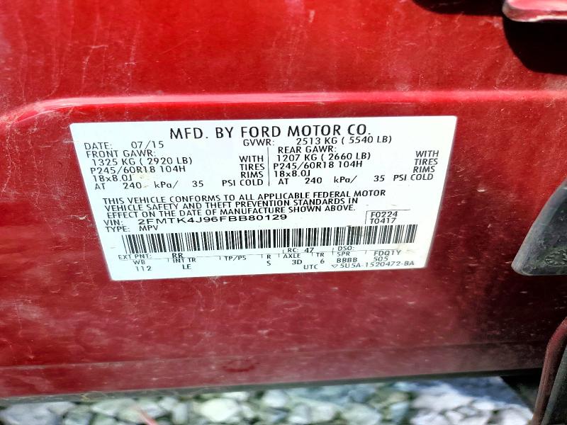 Photo 14 from auction – 2015 FORD EDGE with VIN 2FMTK4J96FBB80129