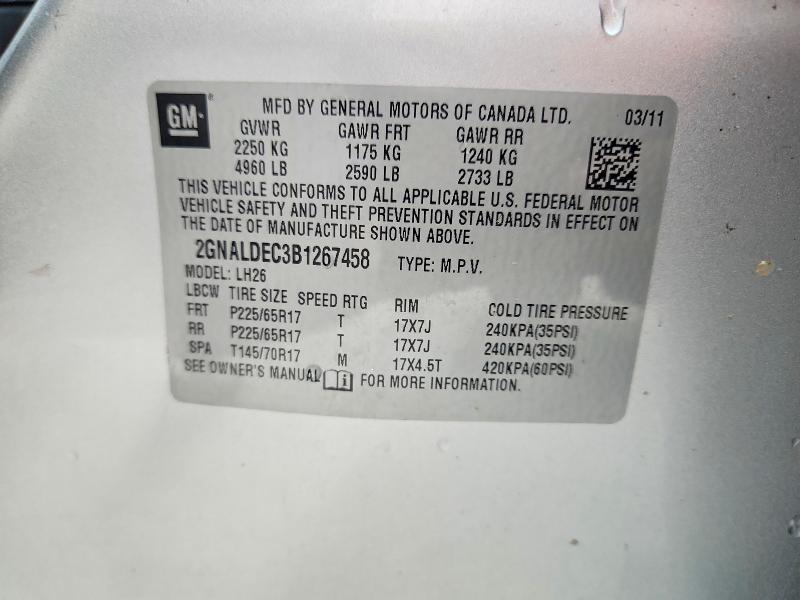 Photo 14 from auction – 2011 CHEVROLET EQUINOX with VIN 2GNALDEC3B1267458