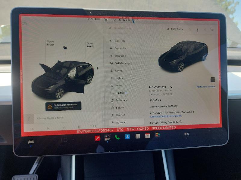 Photo 9 from auction – 2020 TESLA MODEL Y with VIN 5YJYGDEE3LF053467
