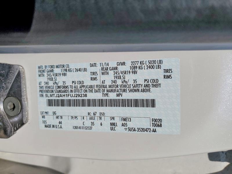 Photo 14 from auction – 2015 LINCOLN MKC with VIN 5LMTJ2AH1FUJ29238