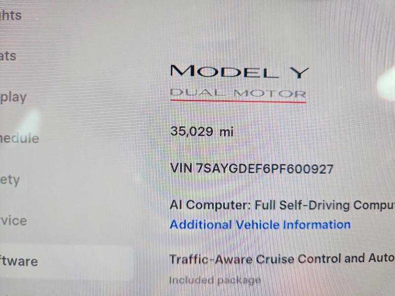 Photo 9 from auction – 2023 TESLA MODEL Y with VIN 7SAYGDEF6PF600927
