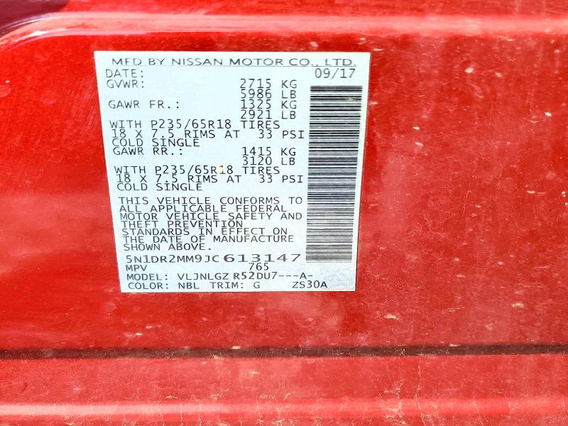 Photo 14 from auction – 2018 NISSAN PATHFINDER with VIN 5N1DR2MM9JC613147