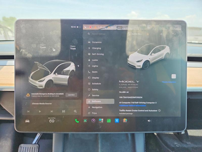Photo 9 from auction – 2022 TESLA MODEL Y with VIN 7SAYGAEE5NF310214
