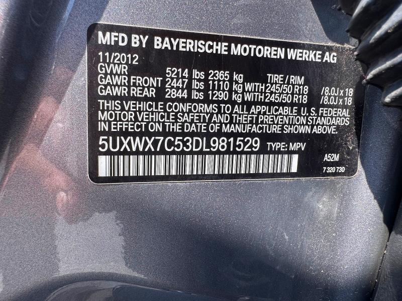 Photo 10 from auction – 2013 BMW X3 with VIN 5UXWX7C53DL981529