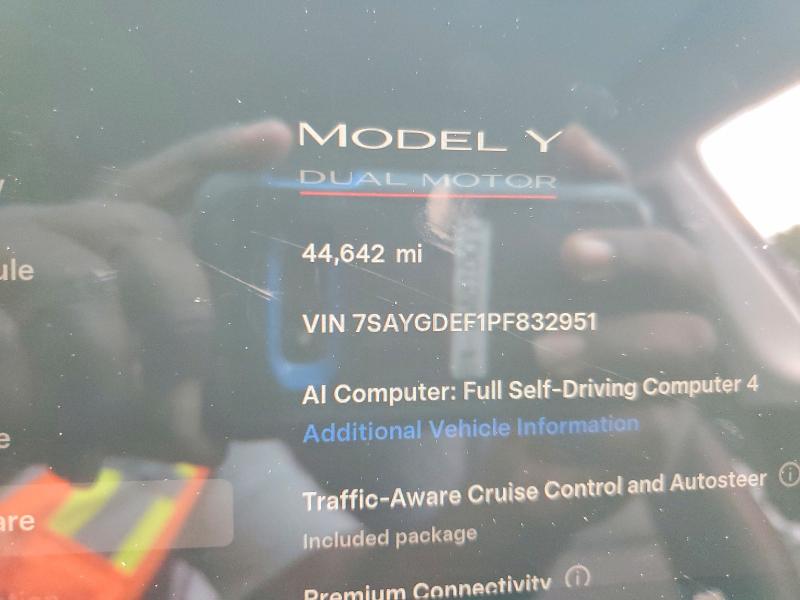 Photo 9 from auction – 2023 TESLA MODEL Y with VIN 7SAYGDEF1PF832951
