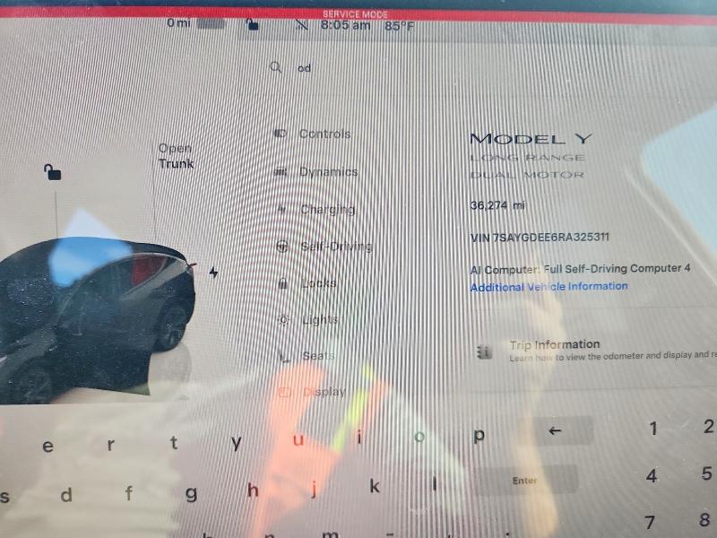 Photo 9 from auction – 2024 TESLA MODEL Y with VIN 7SAYGDEE6RA325311