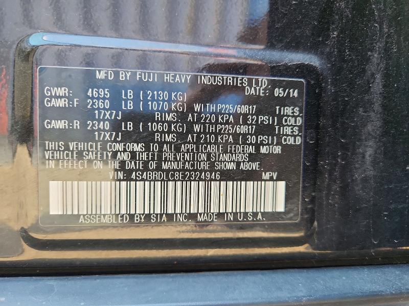 Photo 14 from auction – 2014 SUBARU OUTBACK with VIN 4S4BRDLC8E2324946