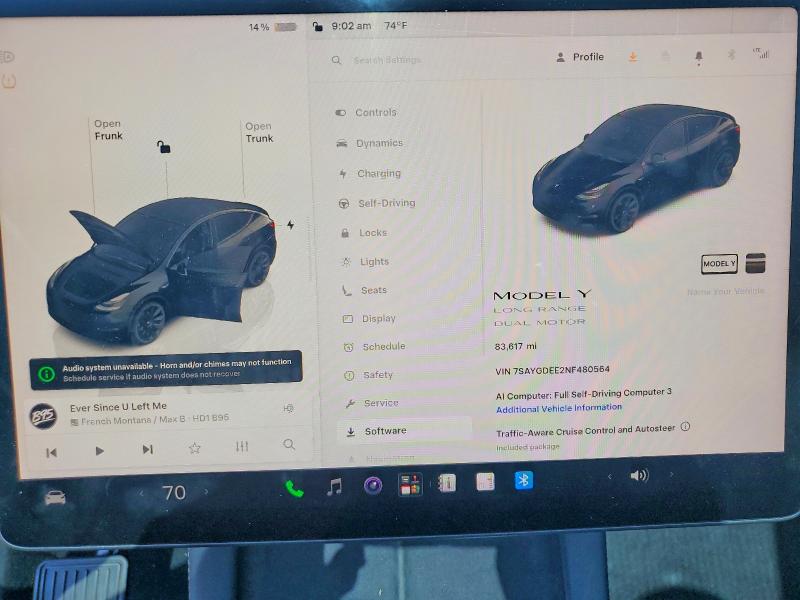 Photo 9 from auction – 2022 TESLA MODEL Y with VIN 7SAYGDEE2NF480564