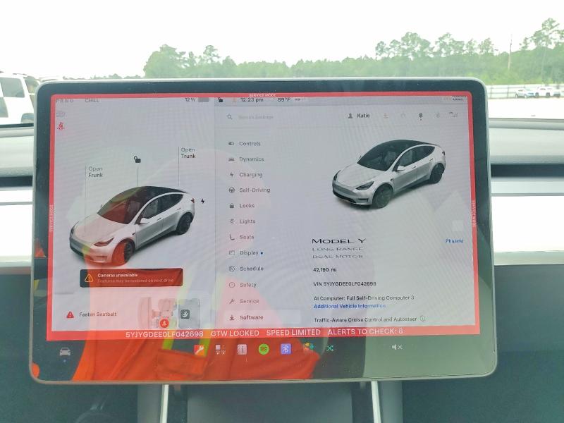 Photo 9 from auction – 2020 TESLA MODEL Y with VIN 5YJYGDEE0LF042698