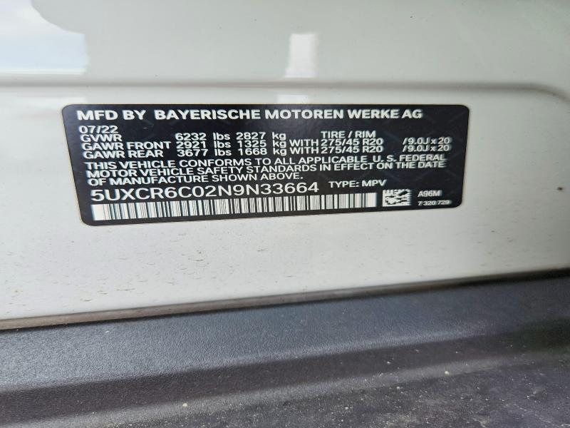 Photo 14 from auction – 2022 BMW X5 with VIN 5UXCR6C02N9N33664
