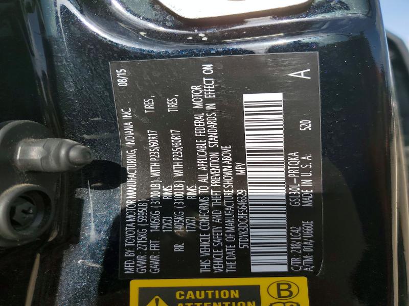 Photo 14 from auction – 2015 TOYOTA SIENNA with VIN 5TDYK3DC8FS646329