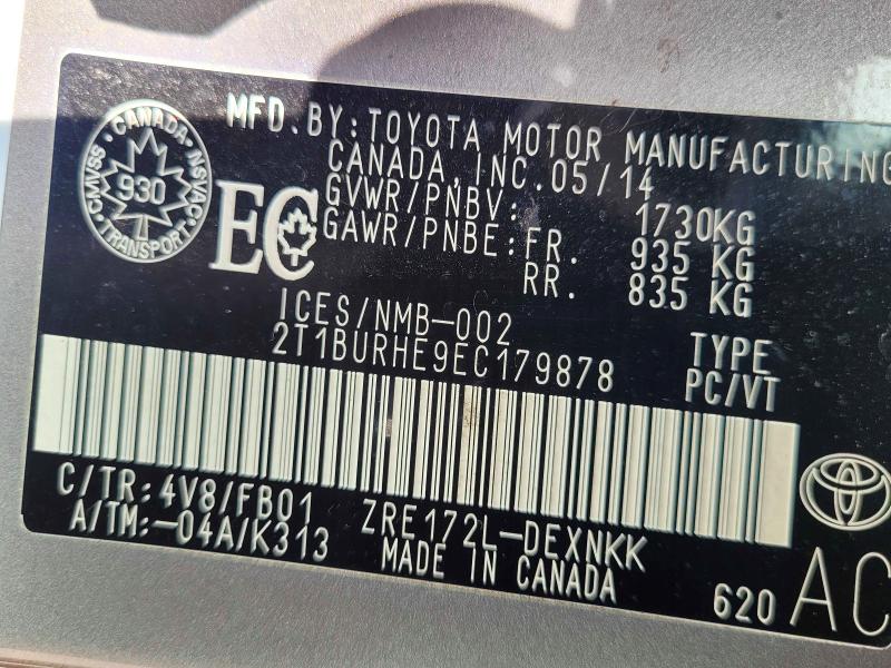 Photo 10 from auction – 2014 TOYOTA COROLLA with VIN 2T1BURHE9EC179878